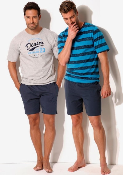 H.I.S Pajama short in Turquoise / Dark blue / White, Item view