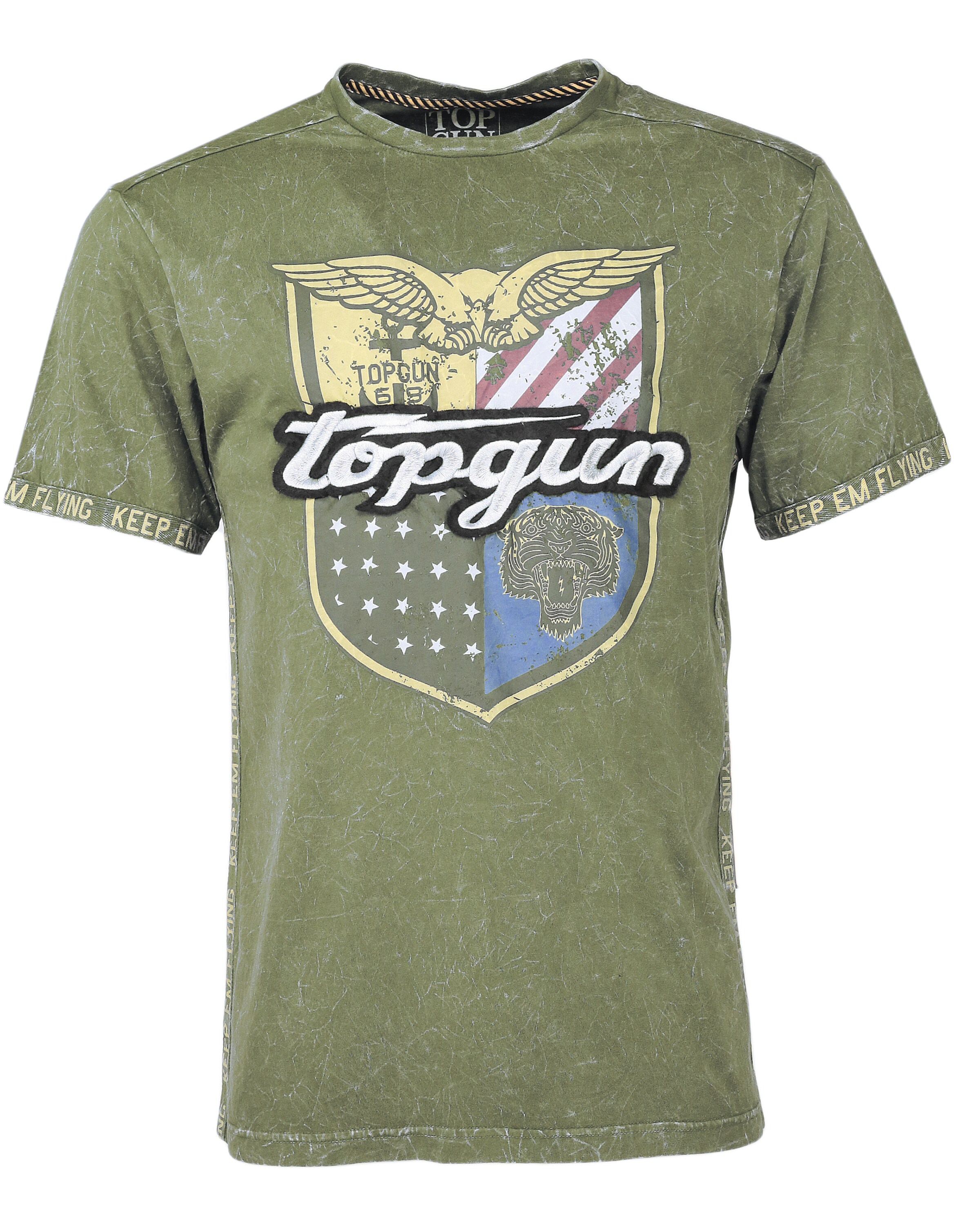 TOP GUN Shirt ' Insignia ' in Green: front