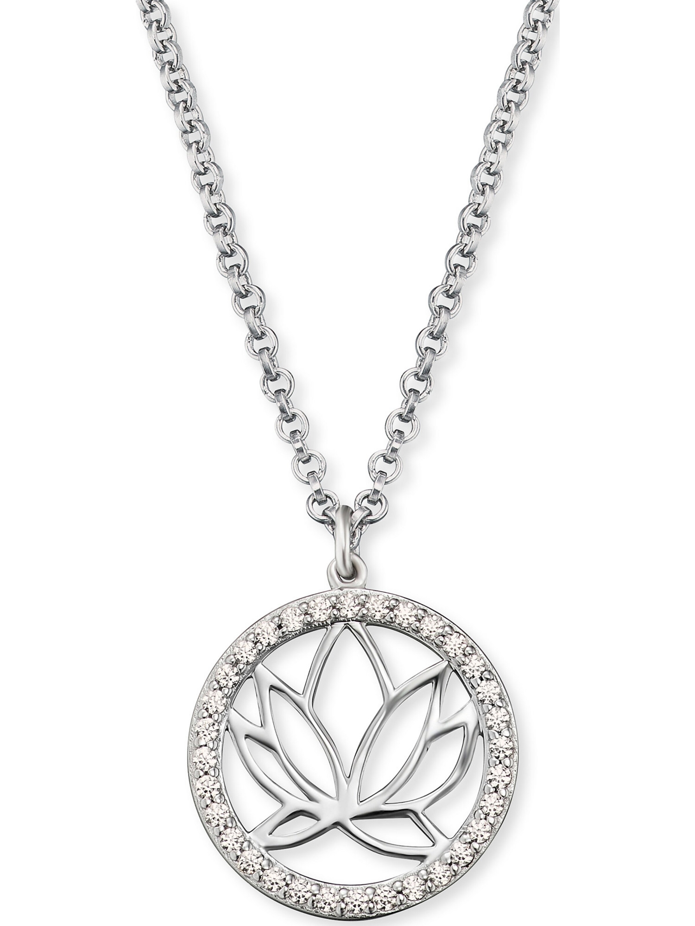 Engelsrufer Kette mit Anhänger 'Lotus' in Silber: Vorderseite