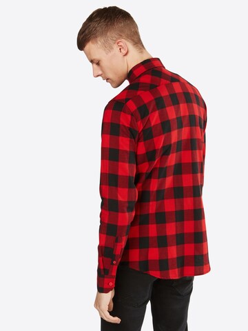 Urban Classics Regular fit Button Up Shirt in Red: back