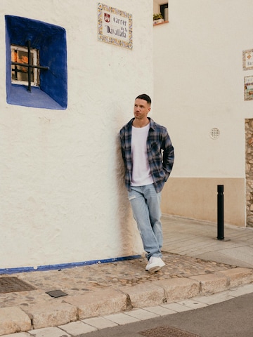 Plaid Blue Shirt Denim Look by DAN FOX APPAREL