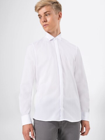 OLYMP Slim Fit Бизнес риза в бяло: отпред