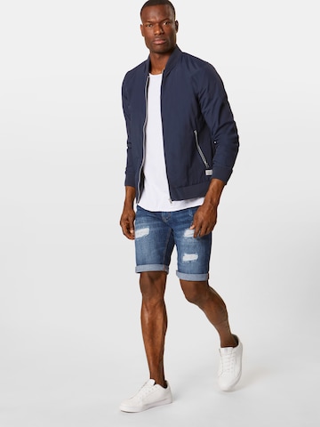 INDICODE JEANS Regular Shorts 'Kaden Holes' in Blau