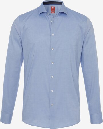 PURE Slim fit Button Up Shirt 'Chices City' in Blue: front