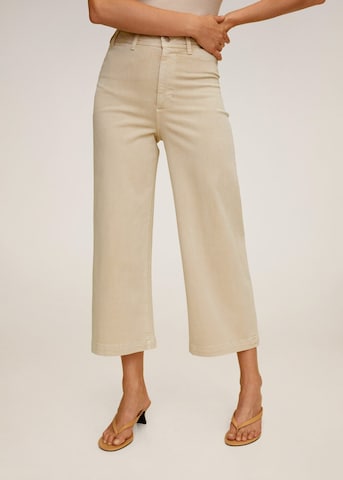 MANGO Wide leg Jeans 'Carlota' i beige: framsida