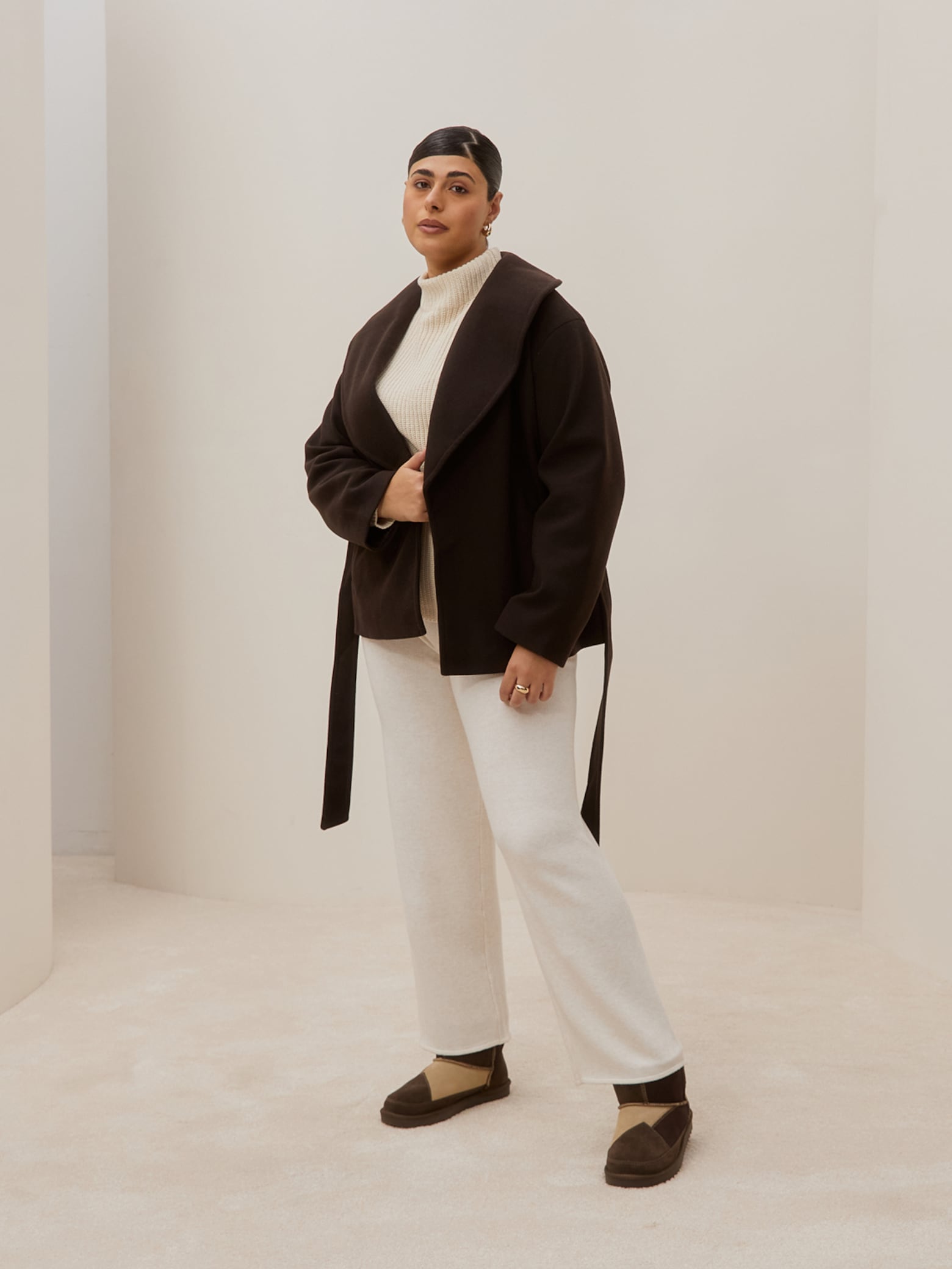 Alexa - Brown Shortcoat and Knit Set Look
