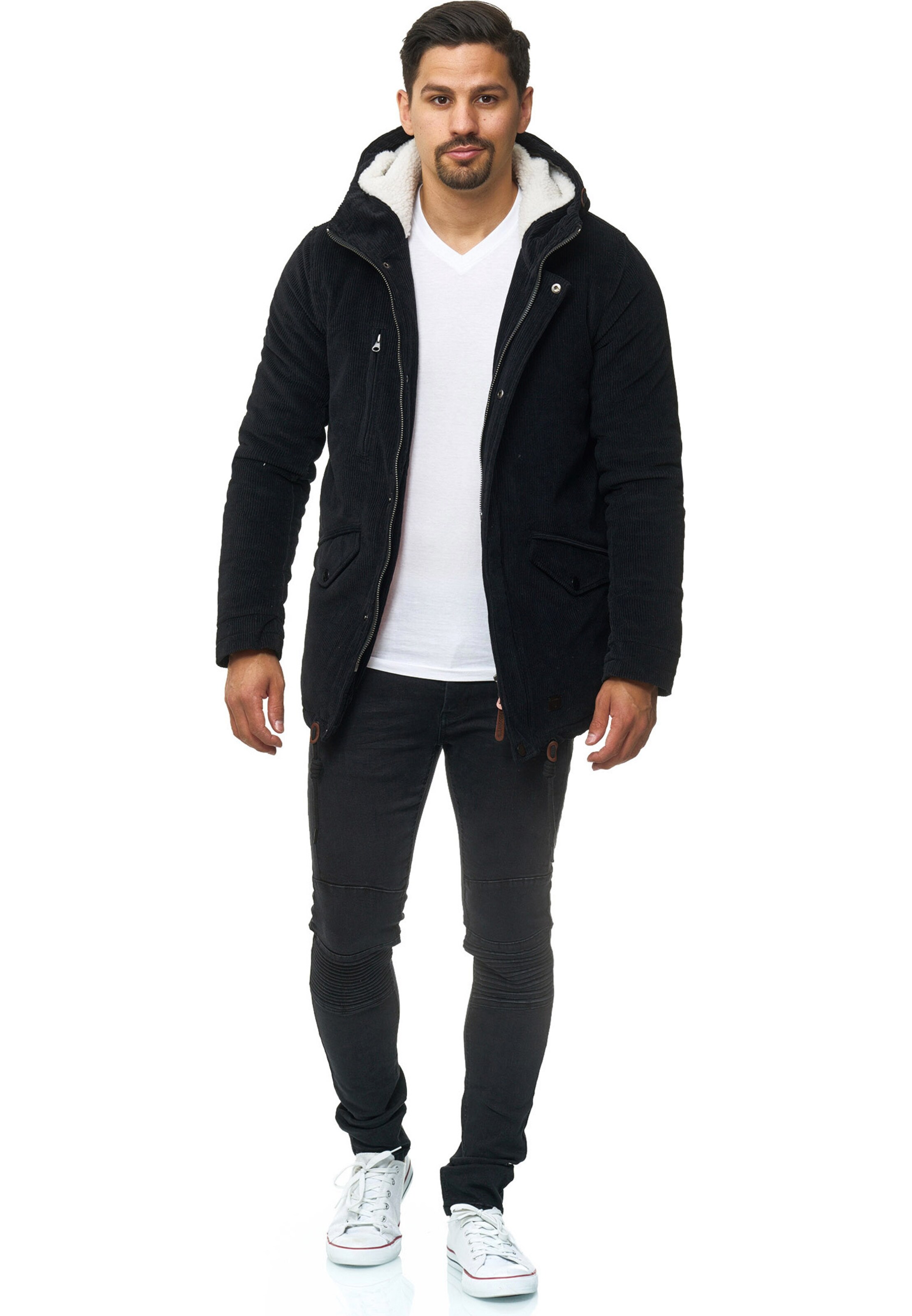 INDICODE JEANS Winter parka ' Dudley ' in Black: front