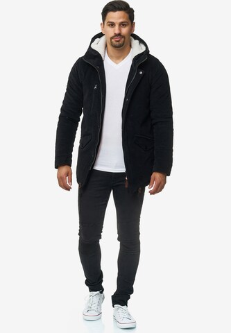 INDICODE JEANS Winter Parka ' Dudley ' in Black: front