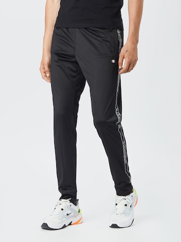 Effilé Pantalon de sport Champion Authentic Athletic Apparel en noir : devant