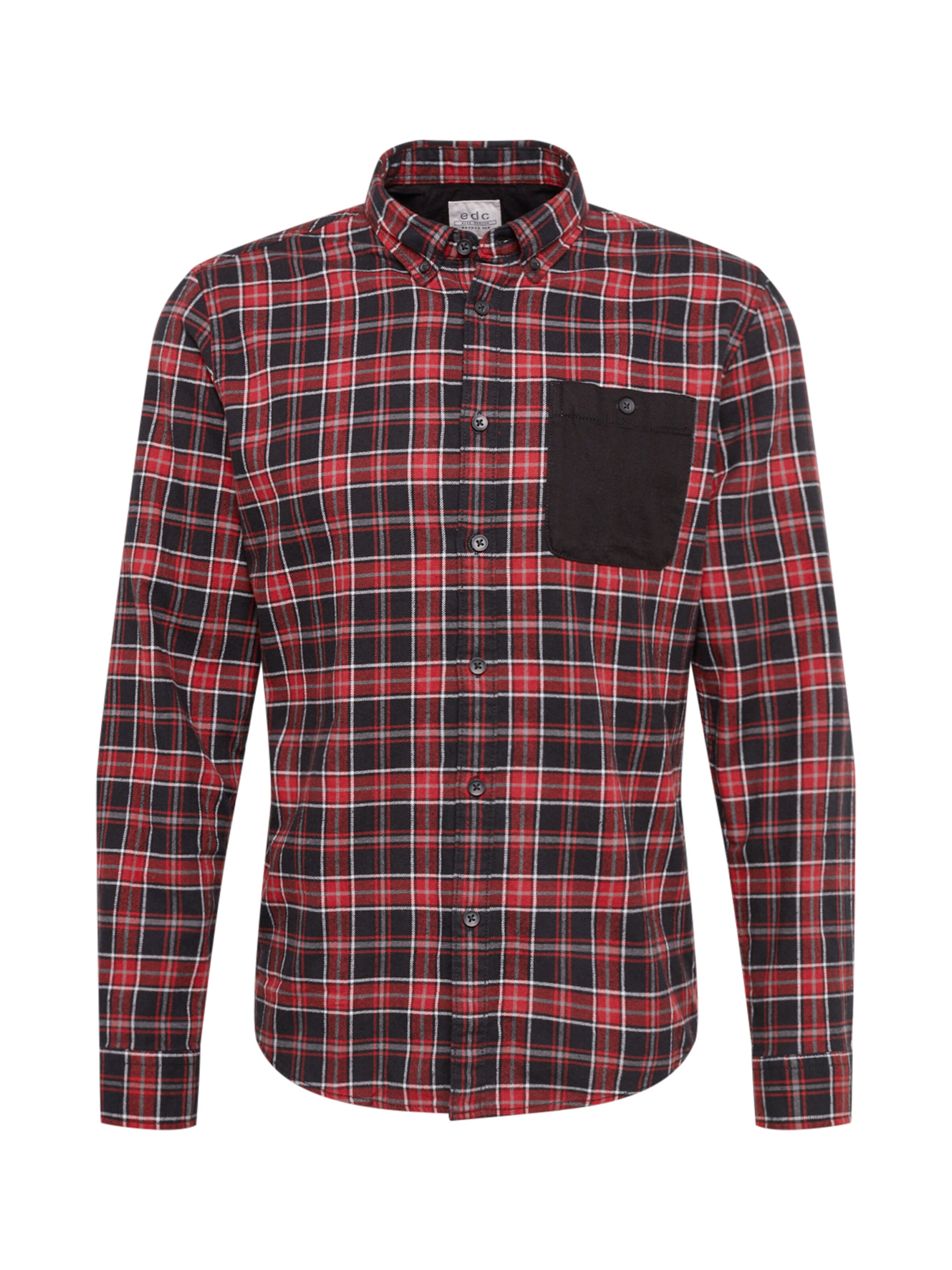 EDC BY ESPRIT - Overhemd 'F flannel check' in de kleur Rood
