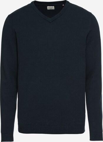 JACK & JONES Sweater 'JJEBASIC KNIT V-NECK' in Blue: front