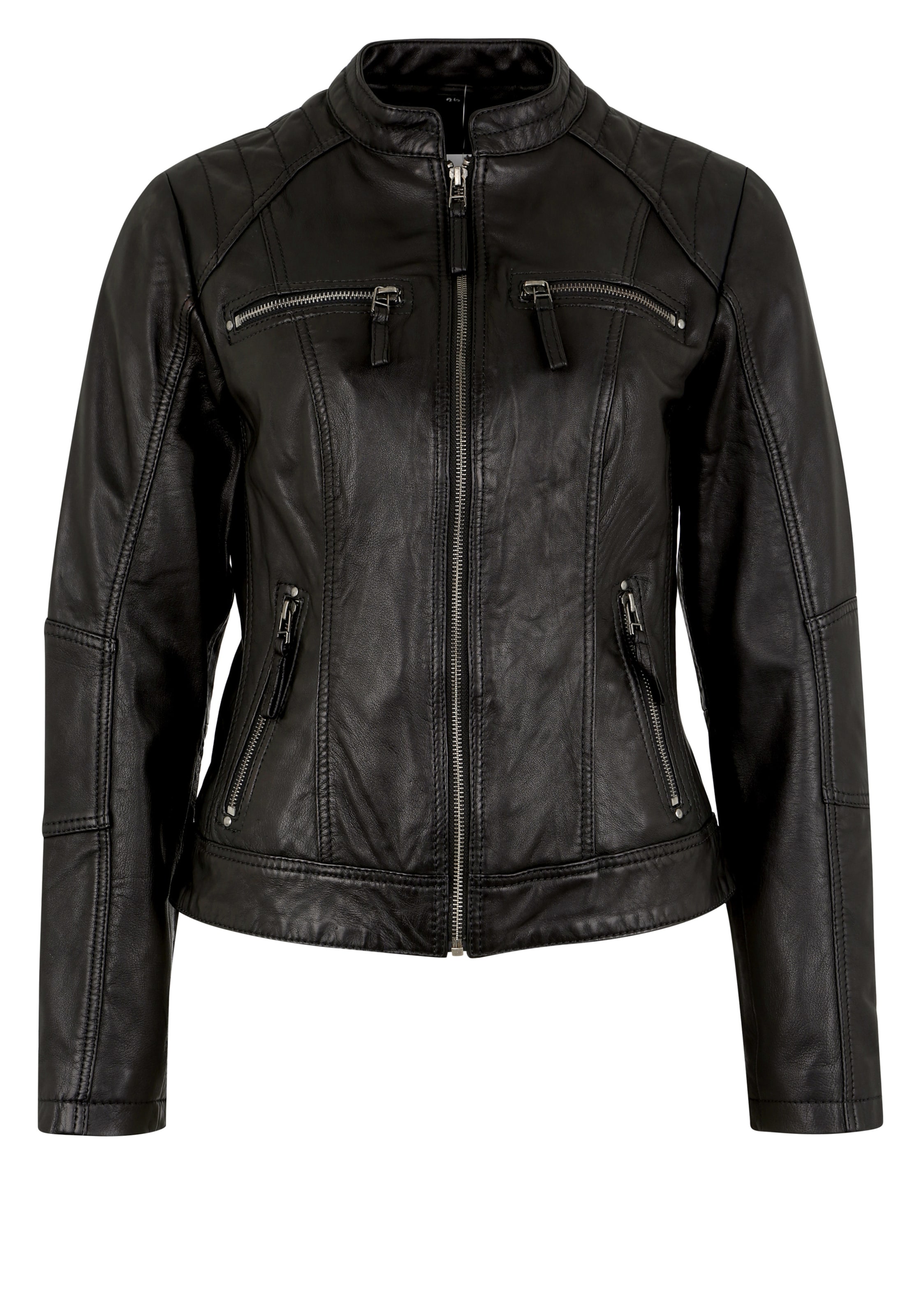 7ELEVEN Lederjacke 'Toulouse' in Schwarz: Vorderseite