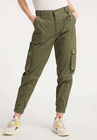 MYMO Tapered Cargo Pants in Green: front