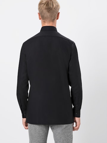 OLYMP Regular fit Button Up Shirt 'Luxor Uni Pop' in Black: back