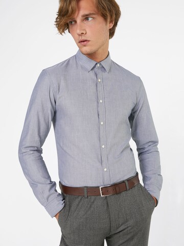 Coupe slim Chemise TOM TAILOR DENIM en bleu : devant