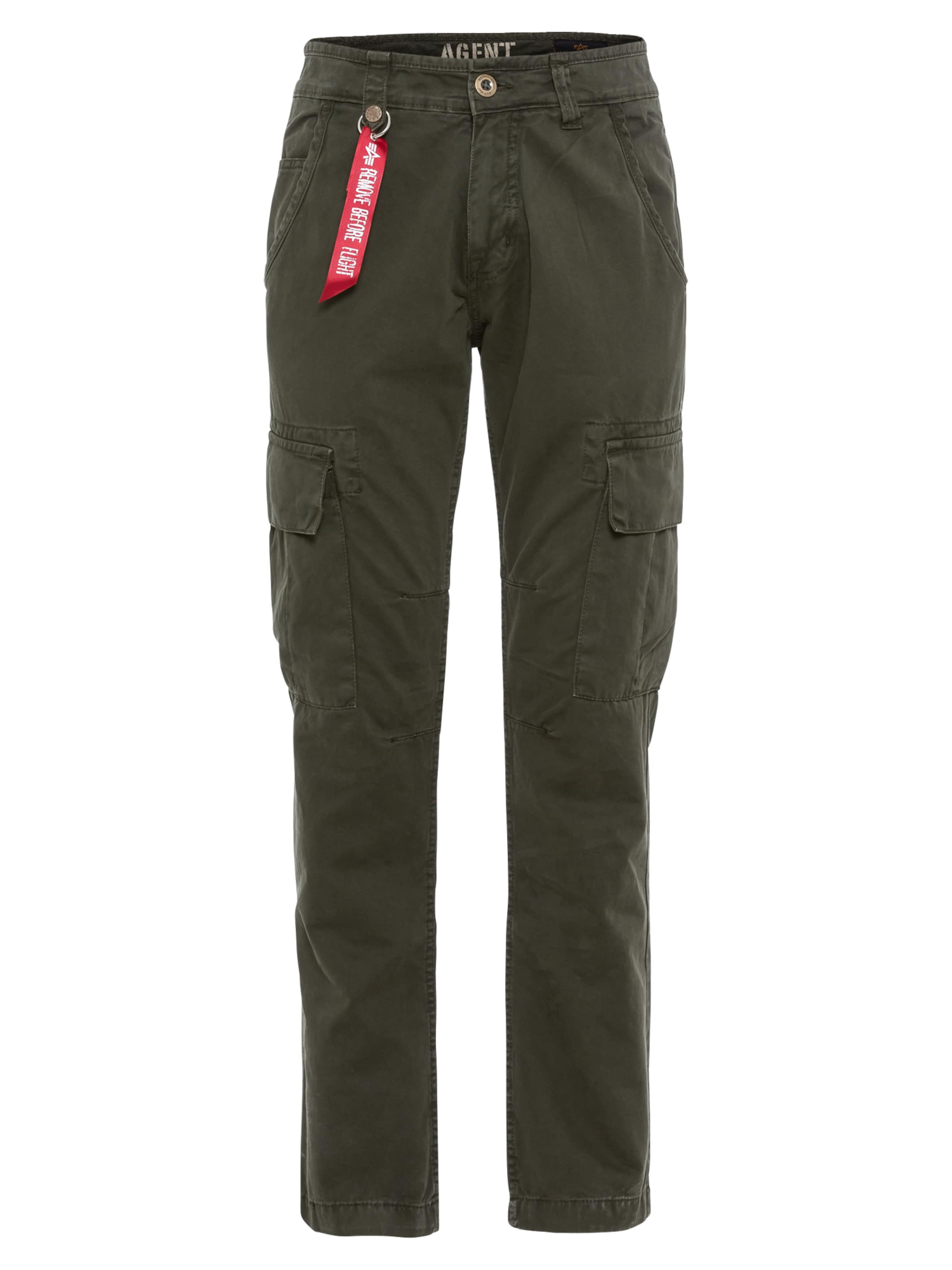 ALPHA INDUSTRIES Klapptaskutega püksid 'Agent', värv roheline: eest vaates