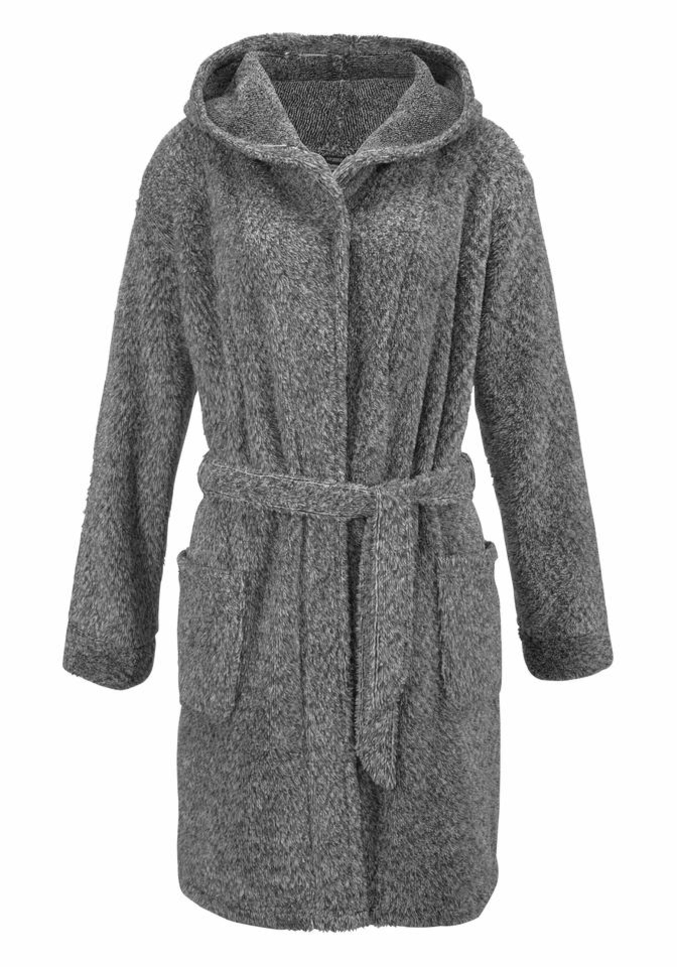 BENCH - Kuscheliger Morgenmantel mit Kapuze in graumeliert