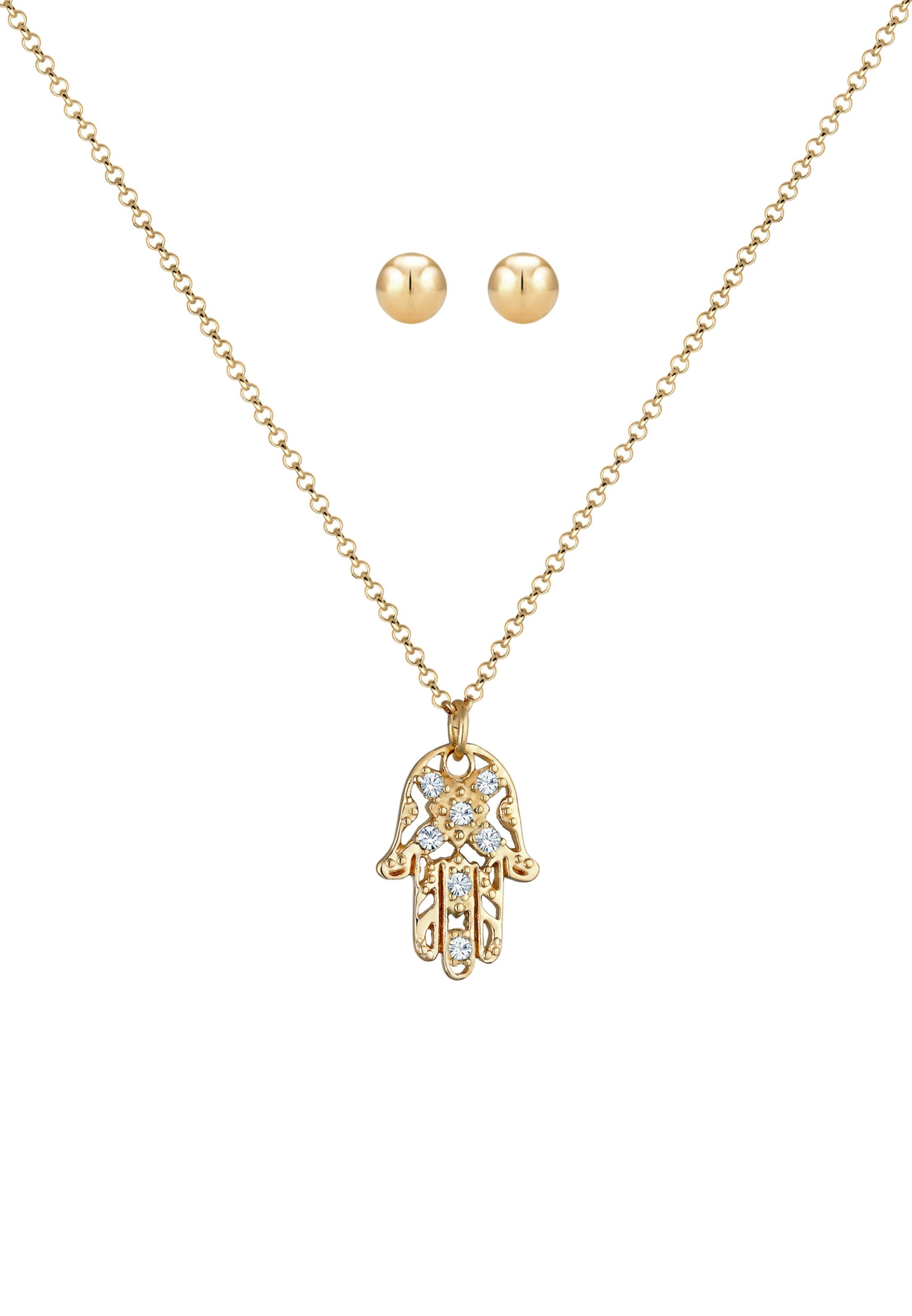 ELLI Sieraden set 'Hamsa Hand' in Goud: voorkant