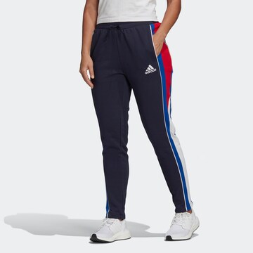 ADIDAS SPORTSWEAR Tapered Workout Pants in Blue: front