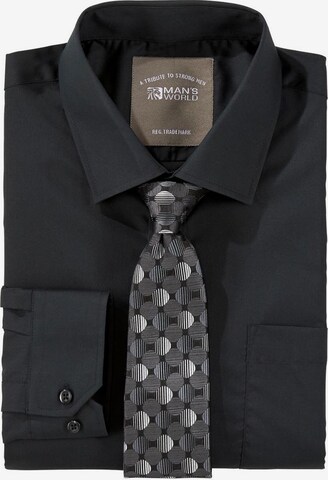 Man's World Slim Fit Hemd in Schwarz