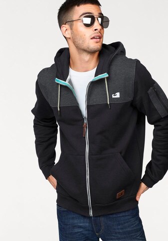 OCEAN SPORTSWEAR Athletic Zip-Up Hoodie in Black: front