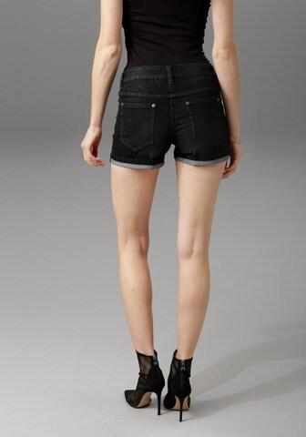 Aniston CASUAL Skinny Jeansshorts in Schwarz