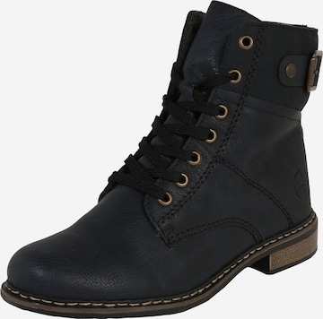 Rieker Lace-Up Ankle Boots in Blue: front