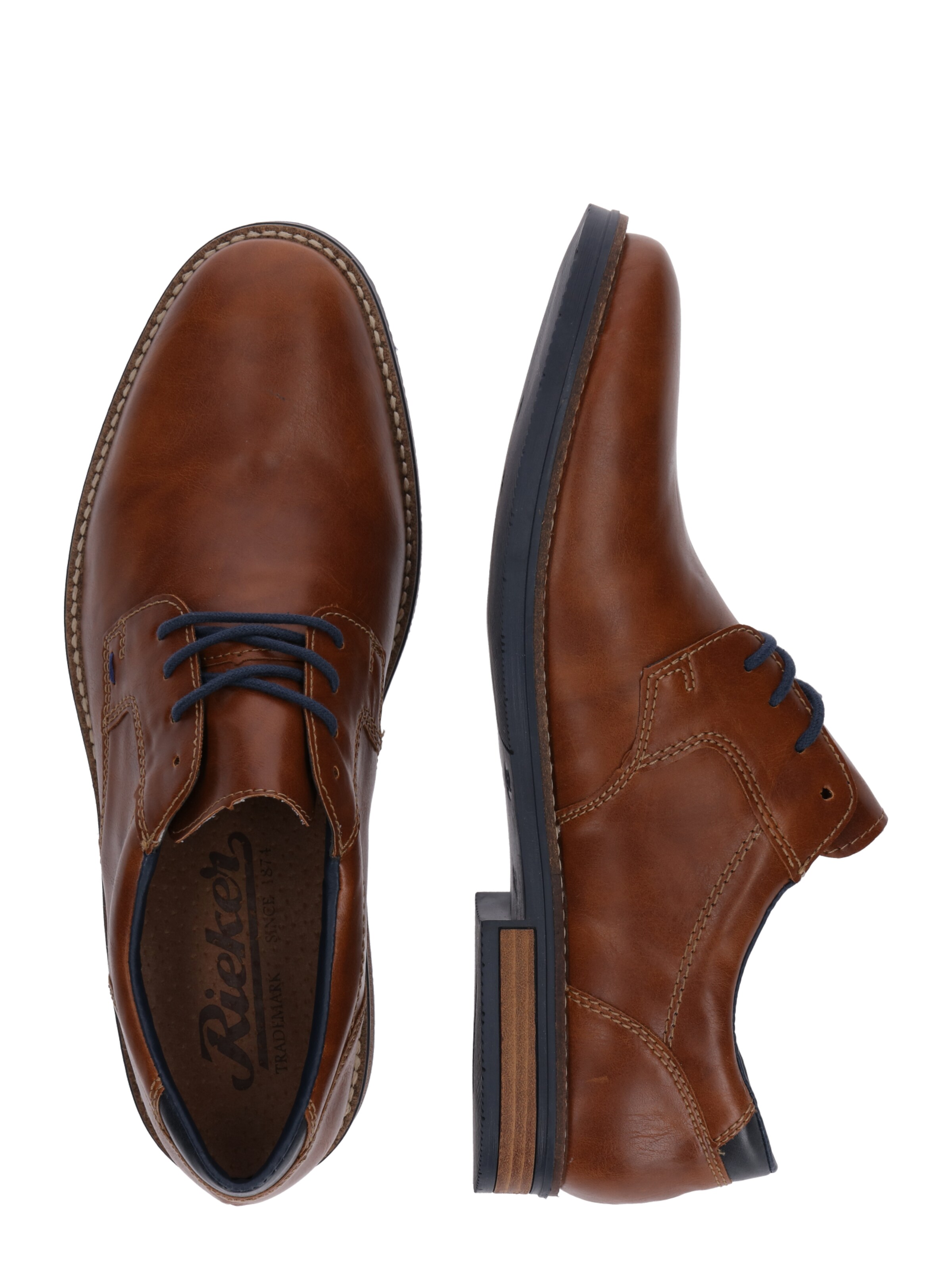 Rieker - Sapato com atacadores em castanho: lateral