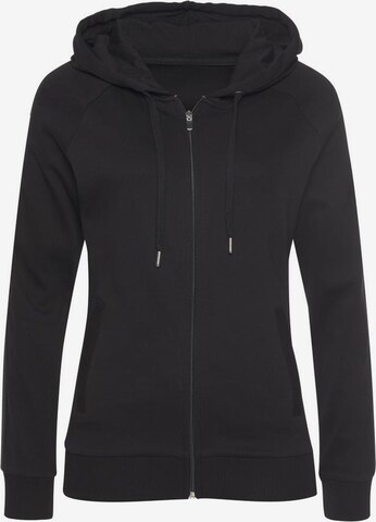 LASCANA ACTIVE Zip-Up Hoodie in Black: front