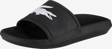 melns LACOSTE Ādas čības 'Croco Slide': no priekšpuses