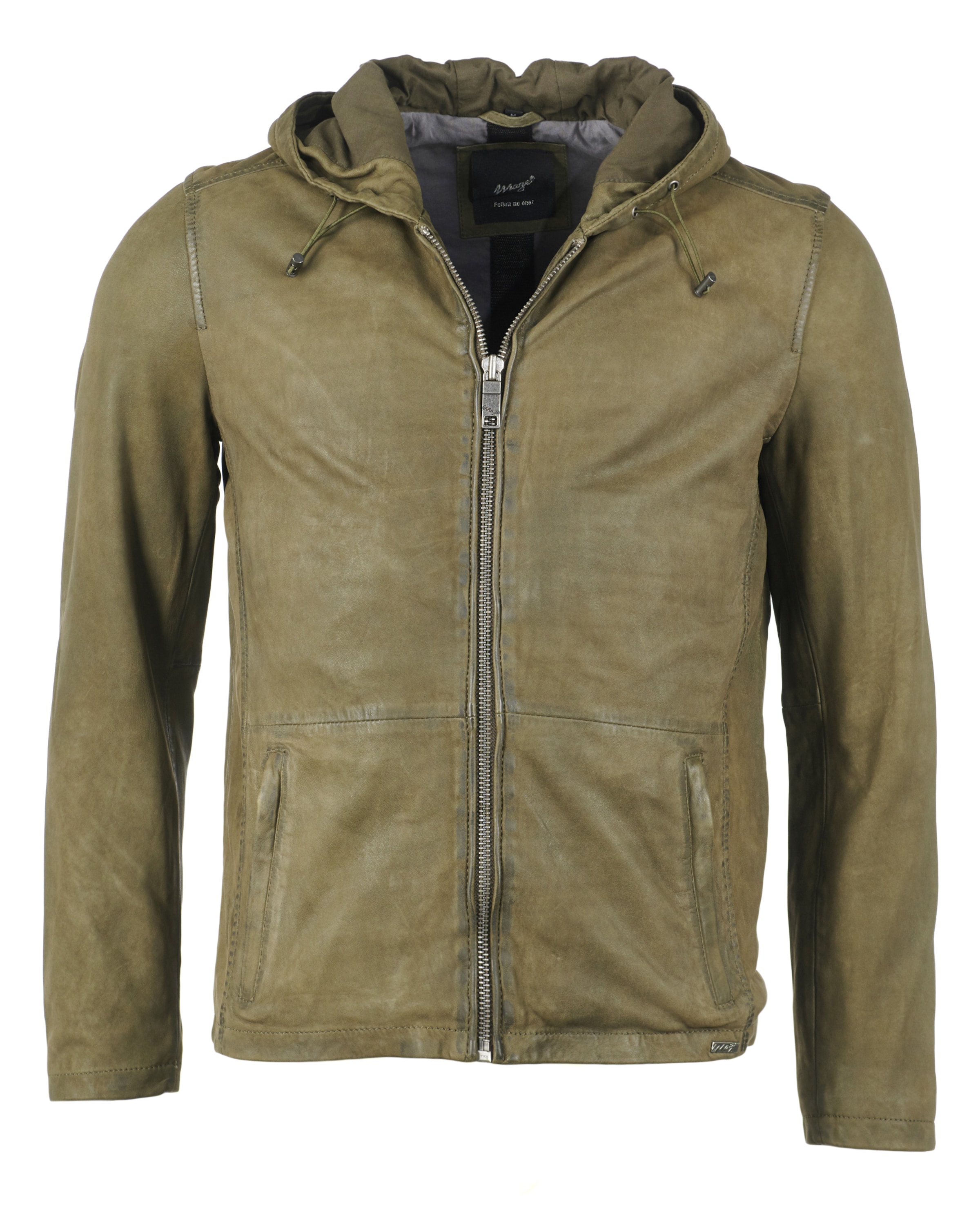 Maze Lederjacke 'Baton ' in Grün: Vorderseite