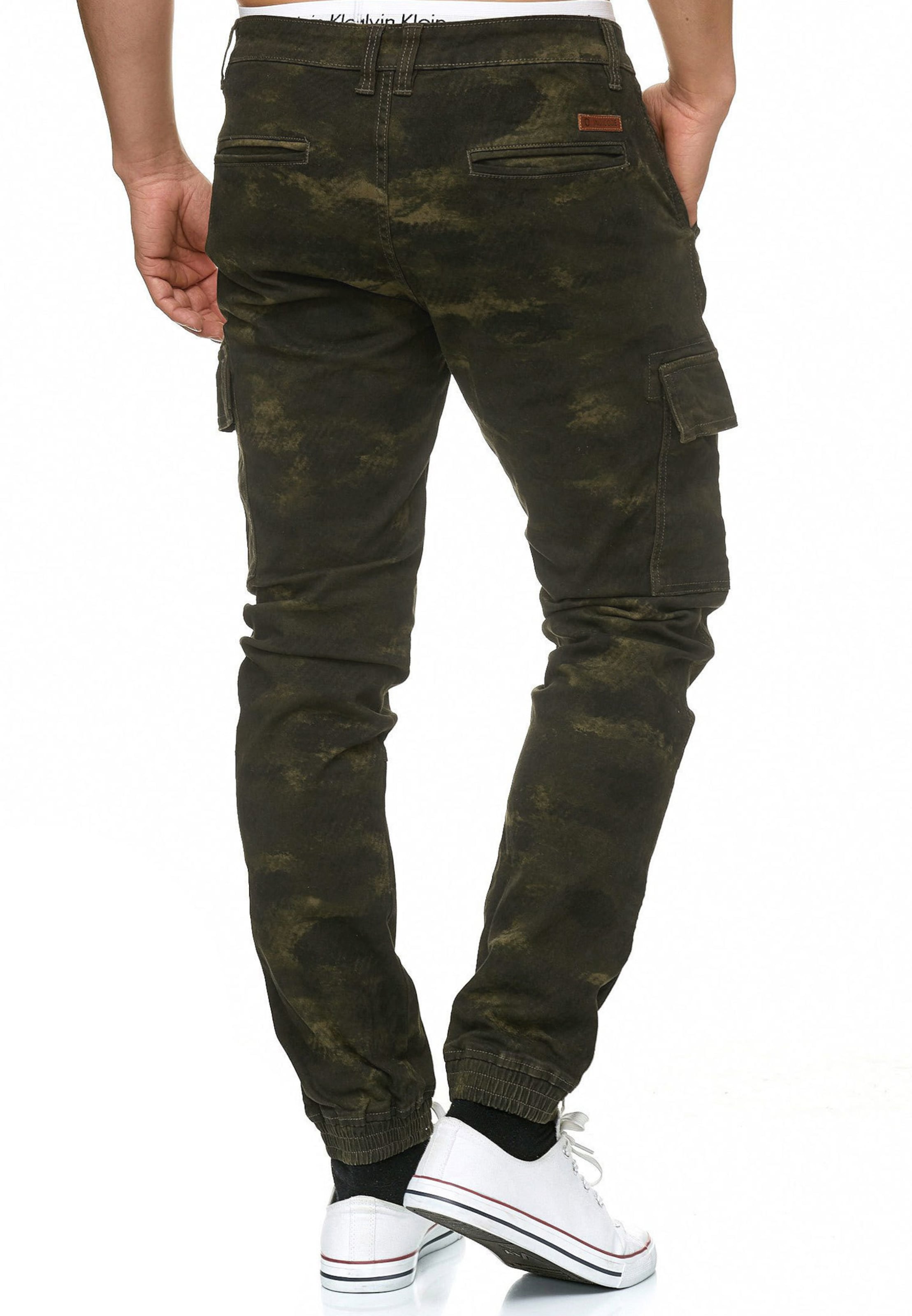 INDICODE JEANS Tapered Cargo trousers 'August' in Green