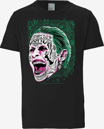 LOGOSHIRT Shirt 'Suicide Squad-Joker' in Zwart: voorkant