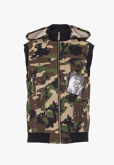 PLUS EIGHTEEN Vest in Beige / Green / Black, Item view