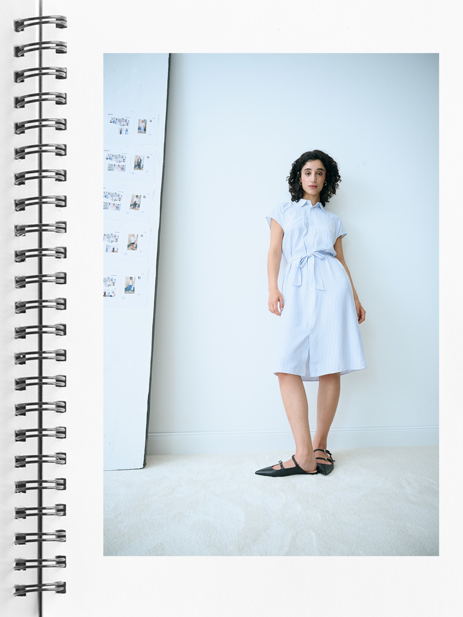 Saana - Classy Light Blue Striped Shirt Dress Look
