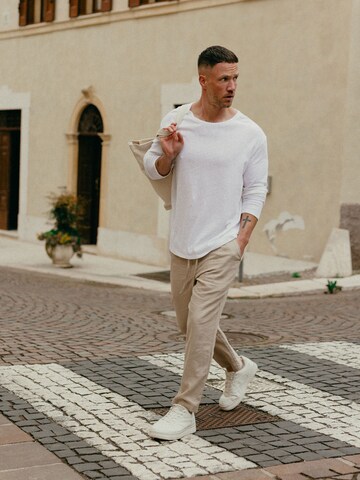 Basic White Beige Look by DAN FOX APPAREL