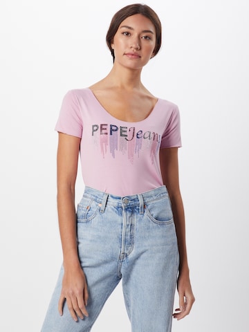 Pepe Jeans Футболка 'Abbey' в Ярко-розовый: спереди