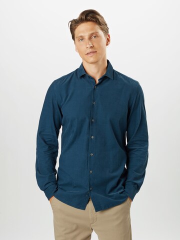 OLYMP Slim fit Button Up Shirt 'Level 5 Smart' in Blue: front