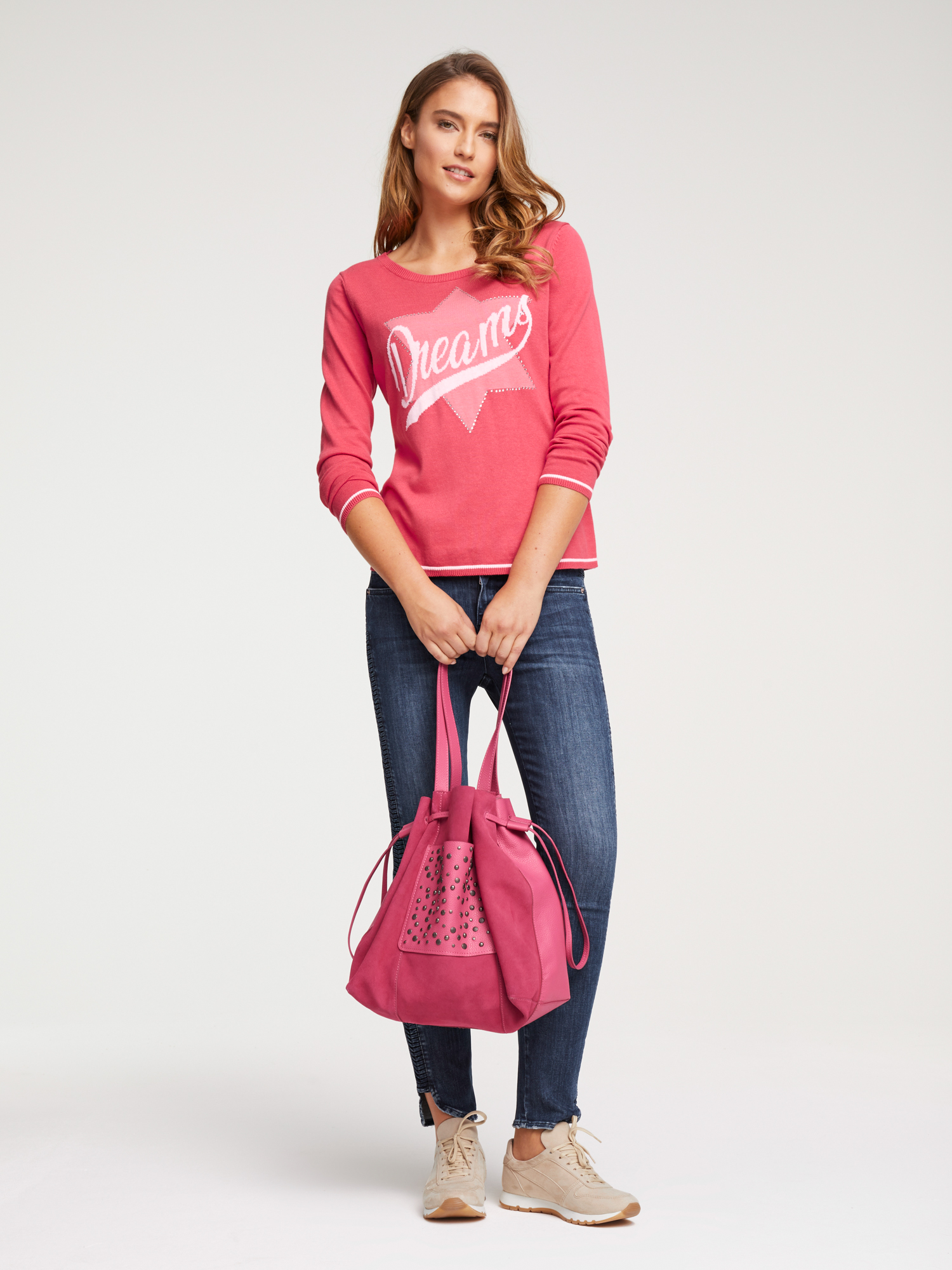 Odzież Plus size heine Sweter w kolorze Różowym 