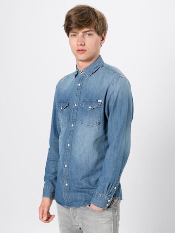 JACK & JONES Regular fit Button Up Shirt 'Sheridan' in Blue: front