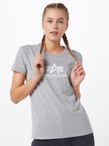 T-shirt 'New Basic T Wmn' ALPHA INDUSTRIES en gris : devant