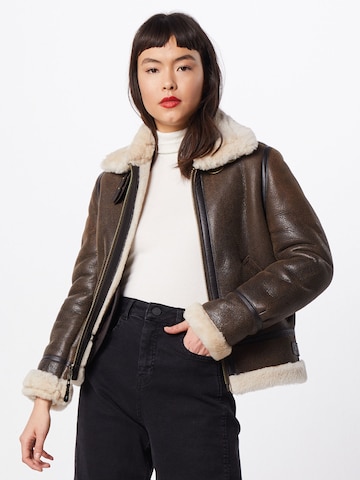 Schott NYC Lederjacke 'LC W 1257' in Braun: Vorderseite