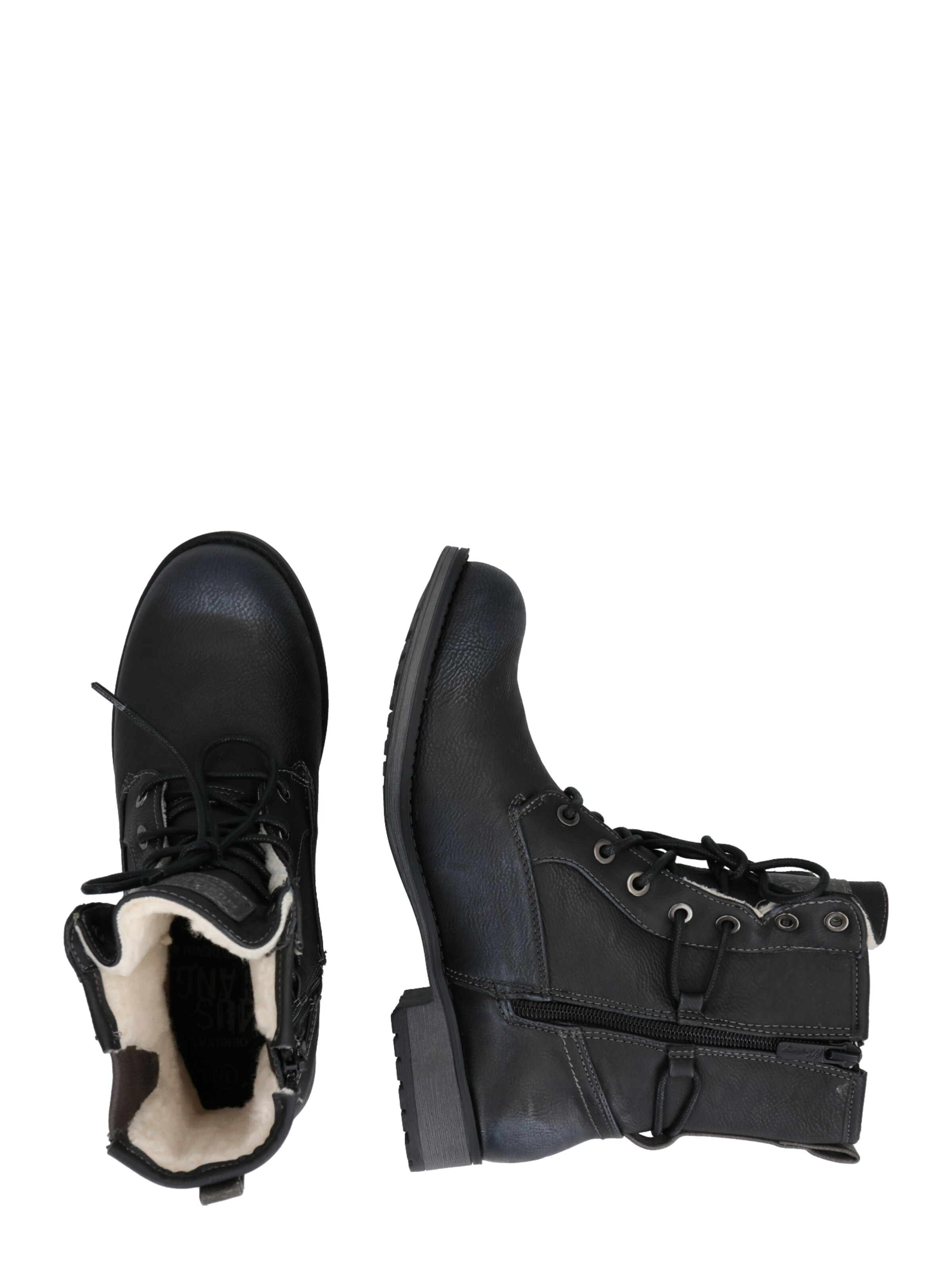 MUSTANG Gležnarji z vezalkami | črna barva