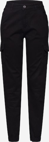 Urban Classics Tapered Cargo Pants in Black: front