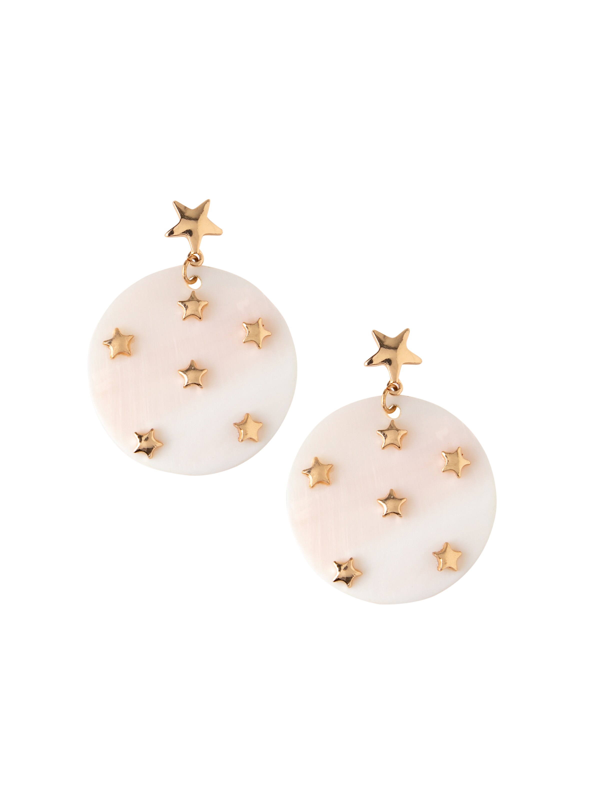 Orelia - Oorbellen 'Star Embellished Mop Disc' in de kleur Goud