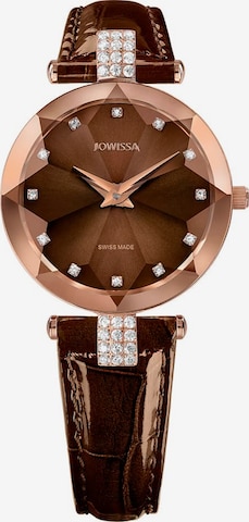 JOWISSA Analog Watch 'Facet Strass' in Brown: front