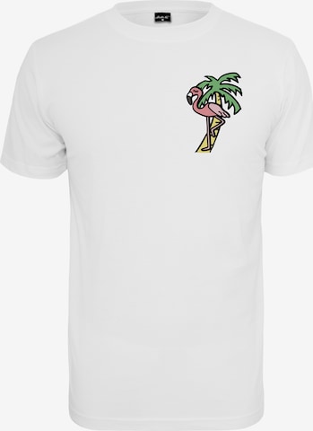 Mister Tee T-shirt 'Flamingo' i vit: framsida