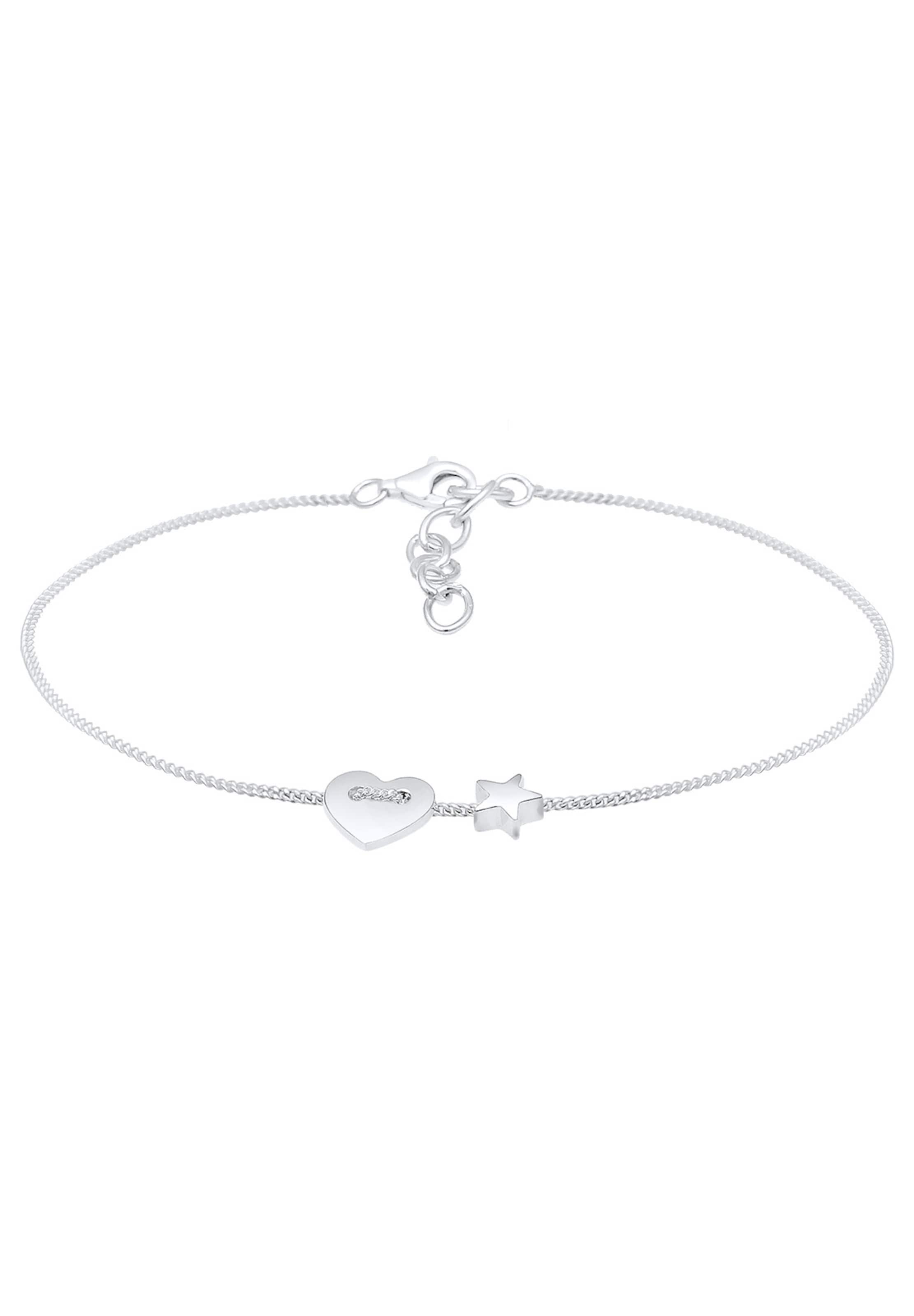 ELLI Armband 'Herz, Sterne, Weihnachten' in Silber: Vorderseite