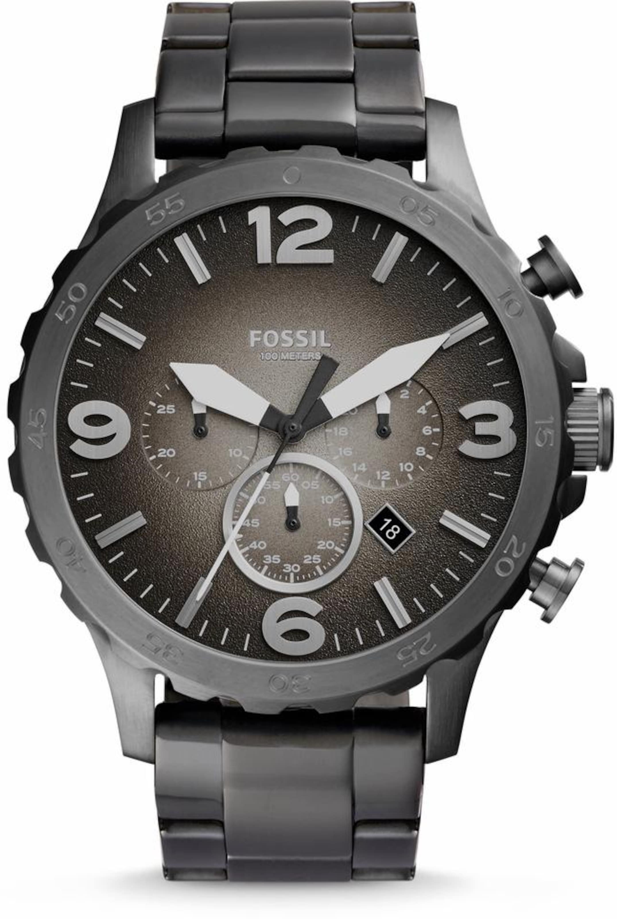 FOSSIL Armbanduhr 'NATE' in Grau: Vorderseite