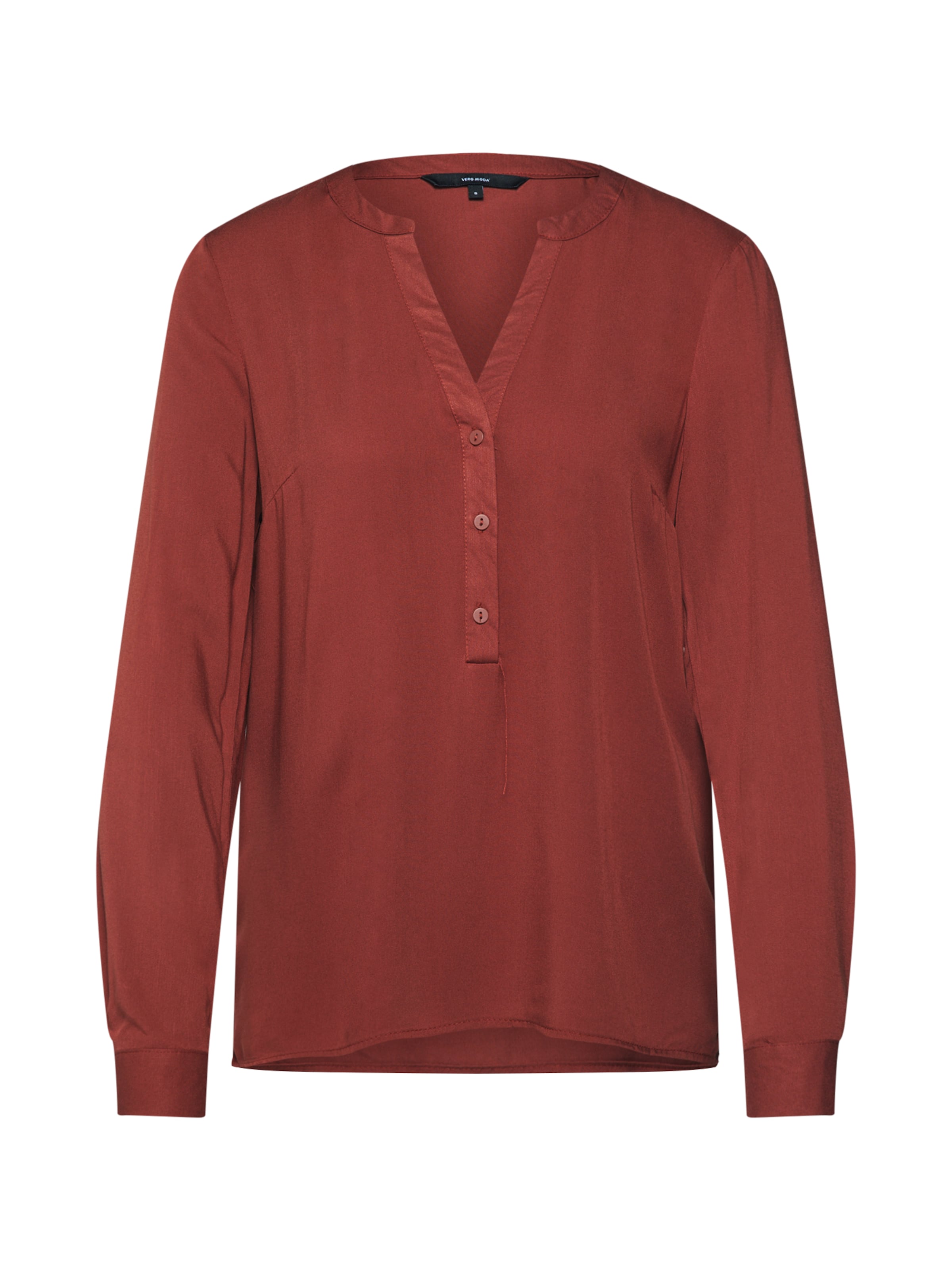 VERO MODA - Blouse 'VMAMELIA LS BUTTON TOP GA NOOS' in de kleur Roestbruin